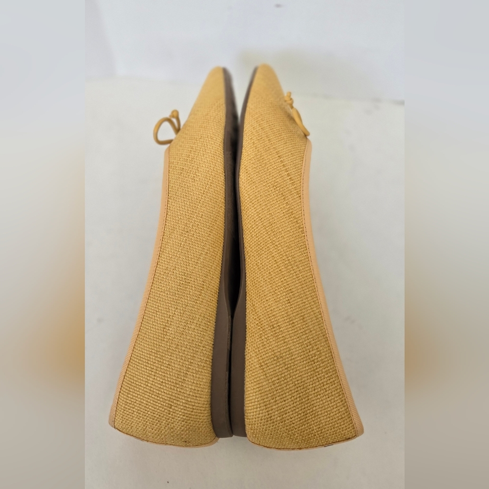 NWOB! Birdies Women's Butter Yellow Raffia Flats with Bow Detail - Picture 8 of 12